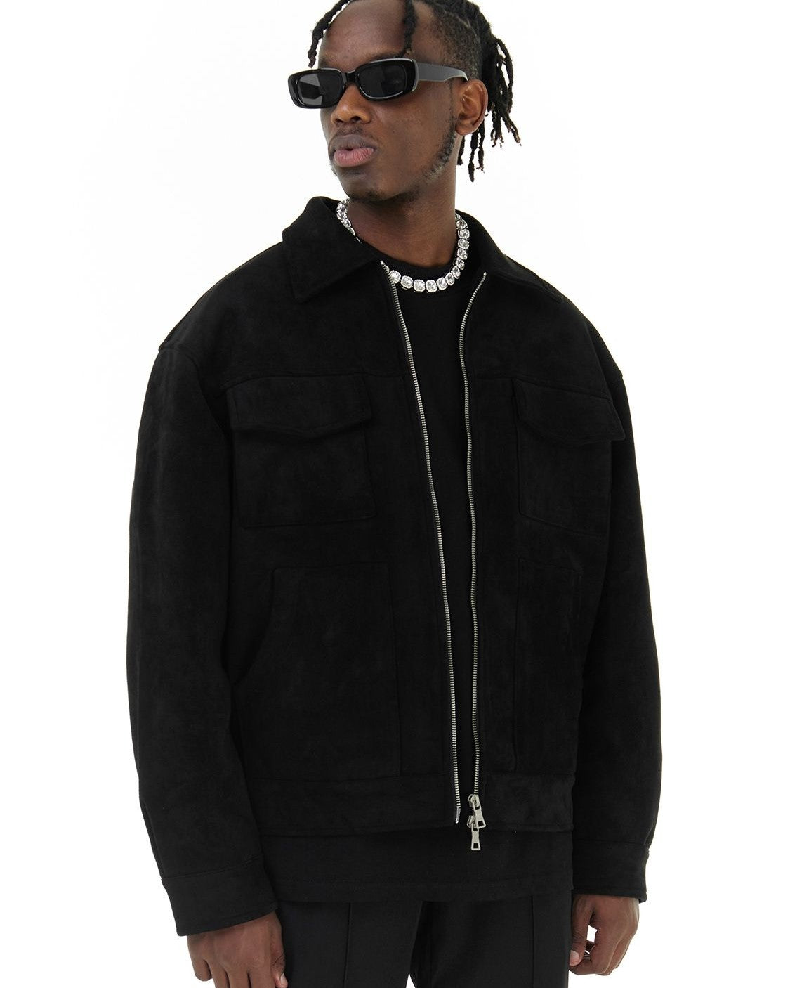 Men's Field Jacket in Vegan Suede with Functional Pockets