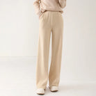 Women's Merino Wool Pants, High-Waisted Wide-Leg Knit