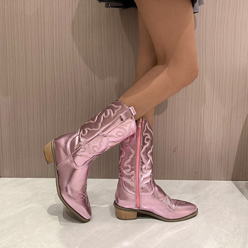 Alida | Dames Cowboylaarzen – Metallic Westernstijl met Comfortabele Pasvorm en Trendy Design