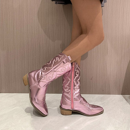 Alida | Dames Cowboylaarzen – Metallic Westernstijl met Comfortabele Pasvorm en Trendy Design