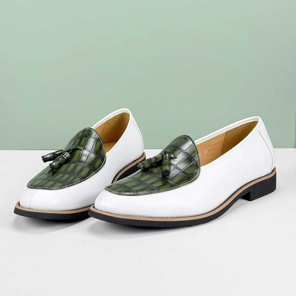 Men's Leather Tassel Loafers, Croc-Embossed Dress Shoes