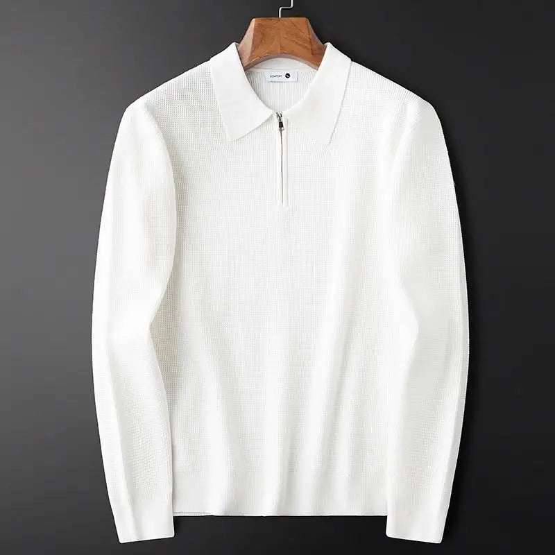 Men's Quarter Zip Jumper with Waffle Knit Texture