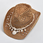 Women's Woven Sun Hat with Shell Trim