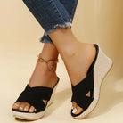Women's Espadrille Wedge Sandals Cross-Strap Slip-On