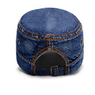 Unisex Denim Cadet Cap – Flat-Top Military Style Hat