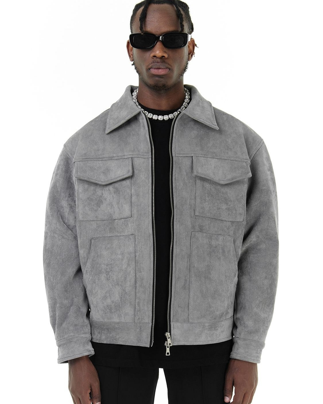 Men's Field Jacket in Vegan Suede with Functional Pockets