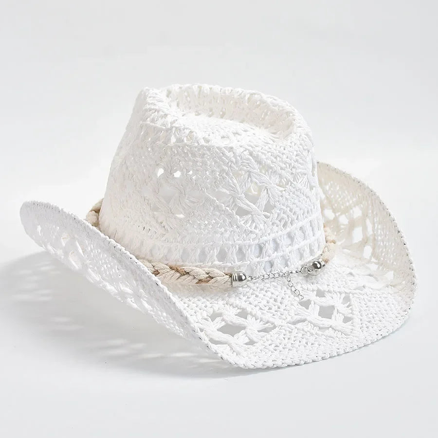 Women's Woven Sun Hat with Shell Trim