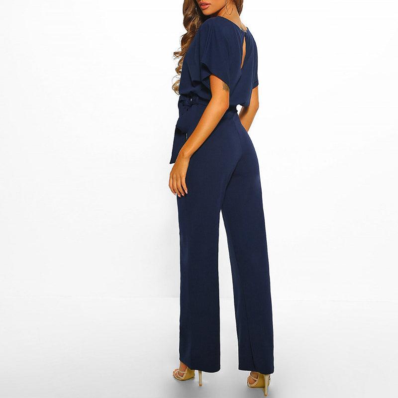 Willa | Jumpsuit Dames – Elegante Korte Mouwen Jumpsuit met Ceintuur voor Comfort en Stijl