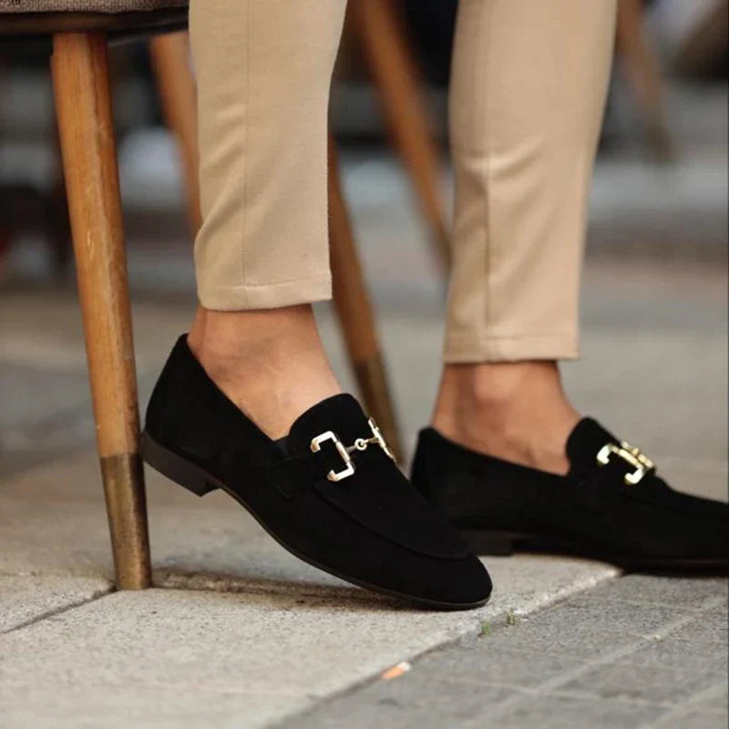 Men's Suede Dress Loafer - Leather Formal Slip-On Shoe