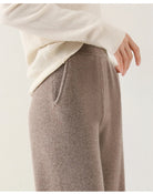 Women's Merino Wool Pants, High-Waisted Wide-Leg Knit