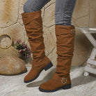 Knee High Boots for Women with Buckle Detail, Slouchy Fit
