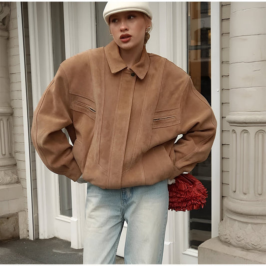 Suède Patchwork Jas | Damesjas met Artistiek Design en Chic Uitstraling