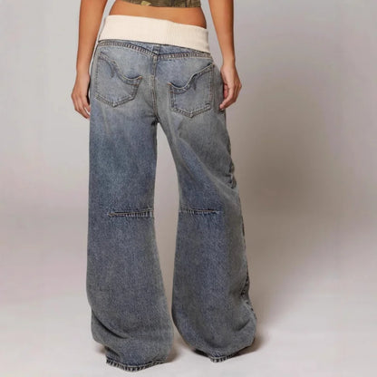 Dames Baggy Wide-Leg Jeans – Denim, Losse Fit voor Casual Streetwear