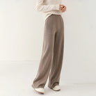 Women's Merino Wool Pants, High-Waisted Wide-Leg Knit