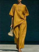 Kalynra | Women's Linen Blend Relaxed Wide Leg Matching Set