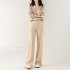 Women's Merino Wool Pants, High-Waisted Wide-Leg Knit