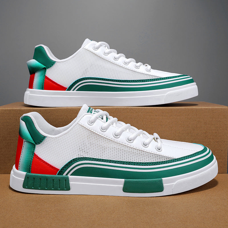 Men's Mesh Sneakers with Leather Patchwork Trim