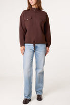 Women's Zip-Up Knit Jacket with Utility Pockets