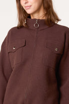 Women's Zip-Up Knit Jacket with Utility Pockets