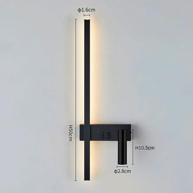 Wall Lights for Living Room with Vertical LED Bar and Adjustable Spotlight