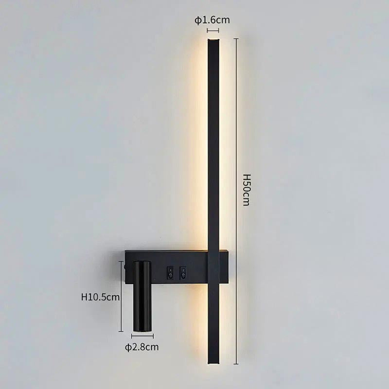 Wall Lights for Living Room with Vertical LED Bar and Adjustable Spotlight