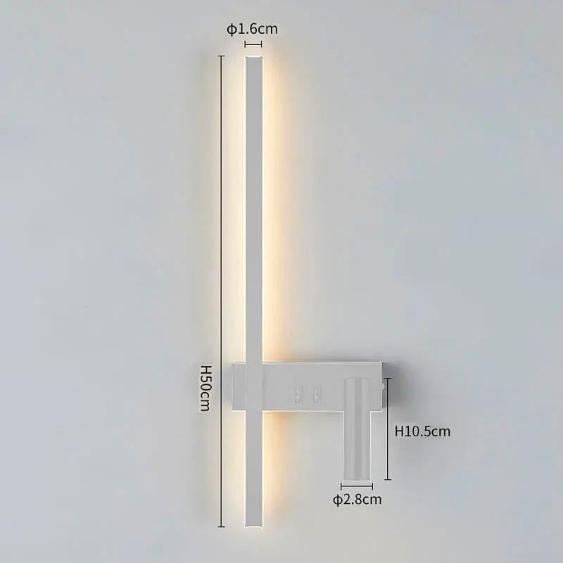 Wall Lights for Living Room with Vertical LED Bar and Adjustable Spotlight