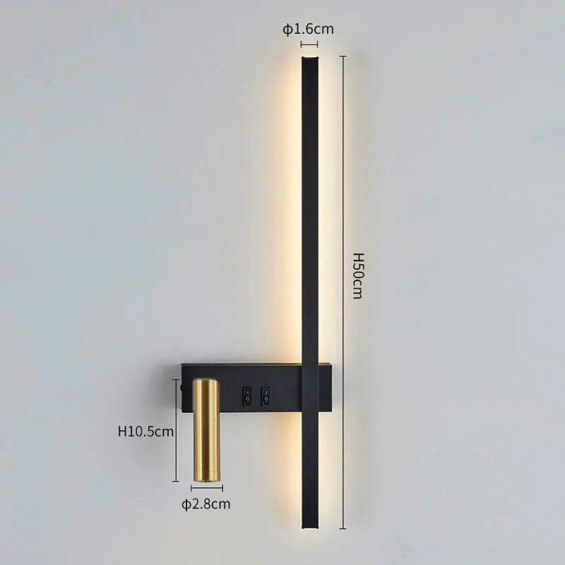 Wall Lights for Living Room with Vertical LED Bar and Adjustable Spotlight