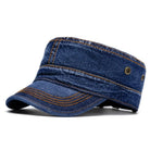Unisex Denim Cadet Cap – Flat-Top Military Style Hat