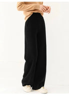 Women's Merino Wool Pants, High-Waisted Wide-Leg Knit