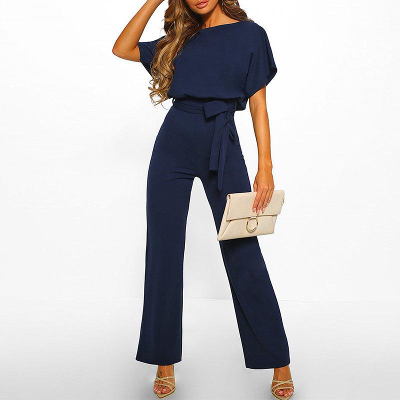 Willa | Jumpsuit Dames – Elegante Korte Mouwen Jumpsuit met Ceintuur voor Comfort en Stijl
