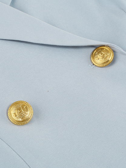 Elettra | Dames Cape Blazer Jurk – Elegante Tailleaccentuatie met Luxe Gouden Knopen