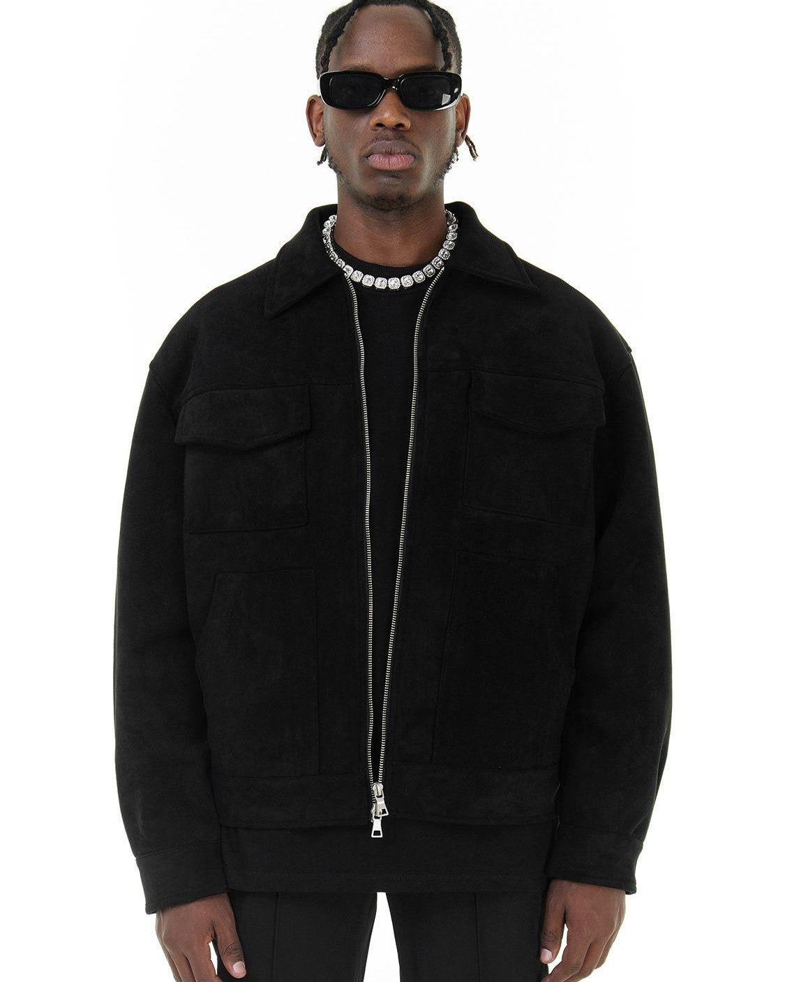 Men's Field Jacket in Vegan Suede with Functional Pockets