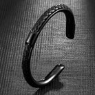 Men's Leather Cuff Bracelet - Stainless Steel and Braided Leather