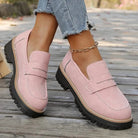 Women's Suede Platform Loafers - Chunky Rubber Sole