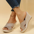 Women's Espadrille Wedge Sandals Cross-Strap Slip-On