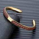 Men's Leather Cuff Bracelet - Stainless Steel and Braided Leather