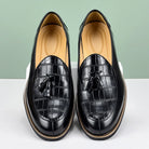 Men's Leather Tassel Loafers, Croc-Embossed Dress Shoes