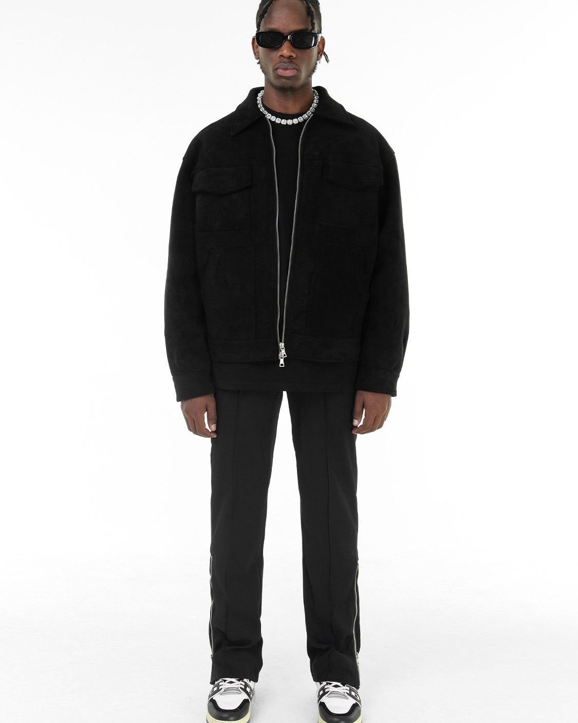 Men's Field Jacket in Vegan Suede with Functional Pockets