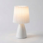 scandinavian ceramic pleated table lamp in white