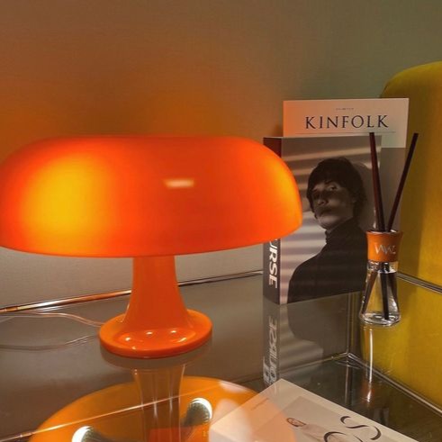 Mushroom Table Lamp - Scandinavian Dome Shade, Plastic