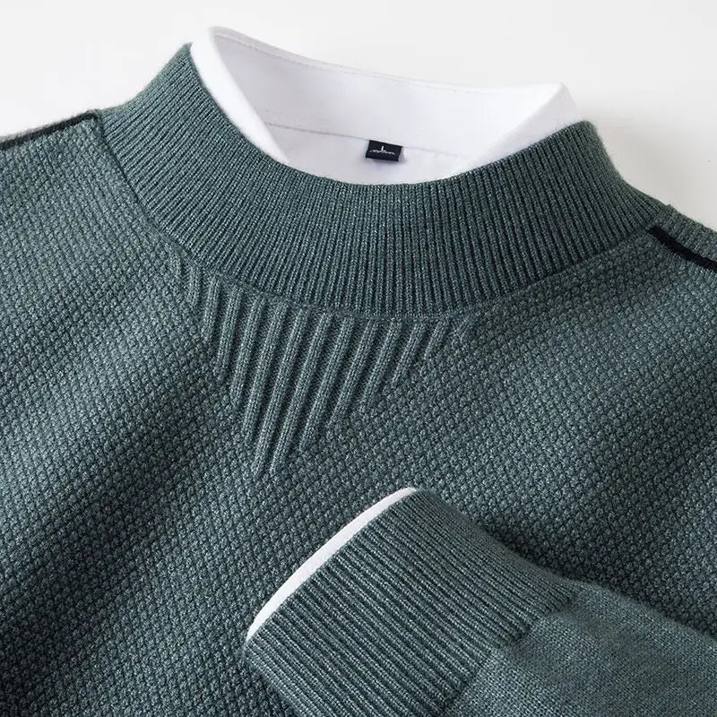Women's Waffle-Knit Sweater with Ribbed Trim