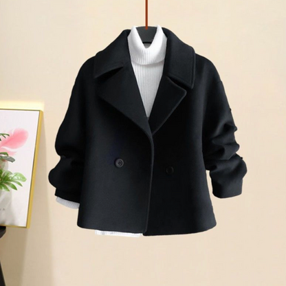 Thekla | Dames Peacoat Jas – Getailleerde Wolmix met Double-Breasted Design voor Tijdloze Elegantie