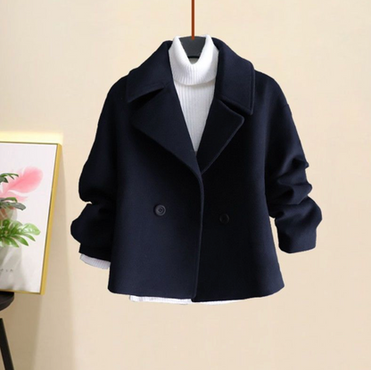 Thekla | Dames Peacoat Jas – Getailleerde Wolmix met Double-Breasted Design voor Tijdloze Elegantie