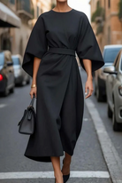 Women's Belted Dress with Lantern Sleeves