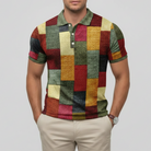 Men's Patchwork Polo Shirt - Plaid Casual Fit
