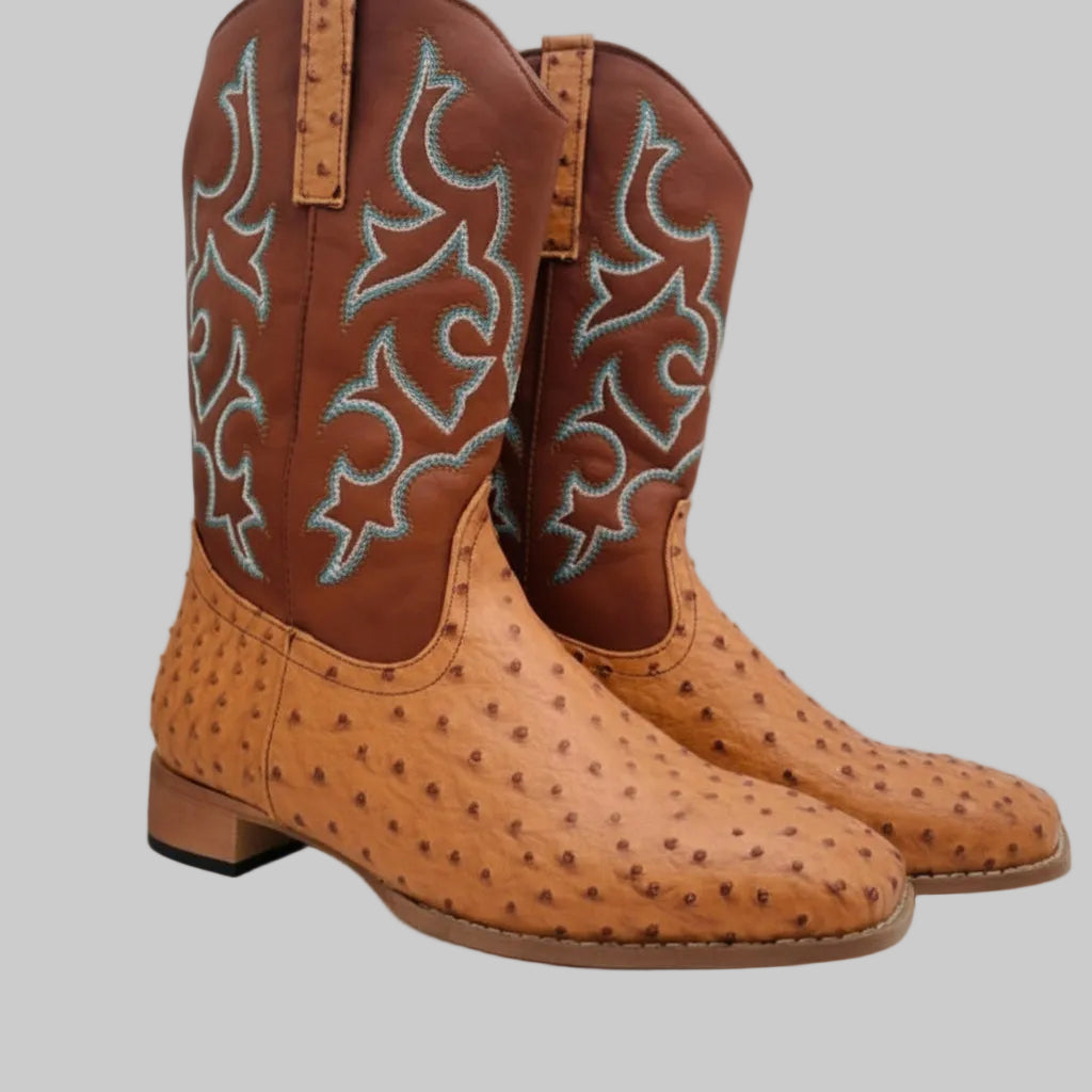 Men's Brown Exotic-Print Western Boots