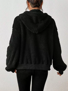 Women's Hooded Plush Cardigan with Zip Front