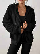 Women's Hooded Plush Cardigan with Zip Front