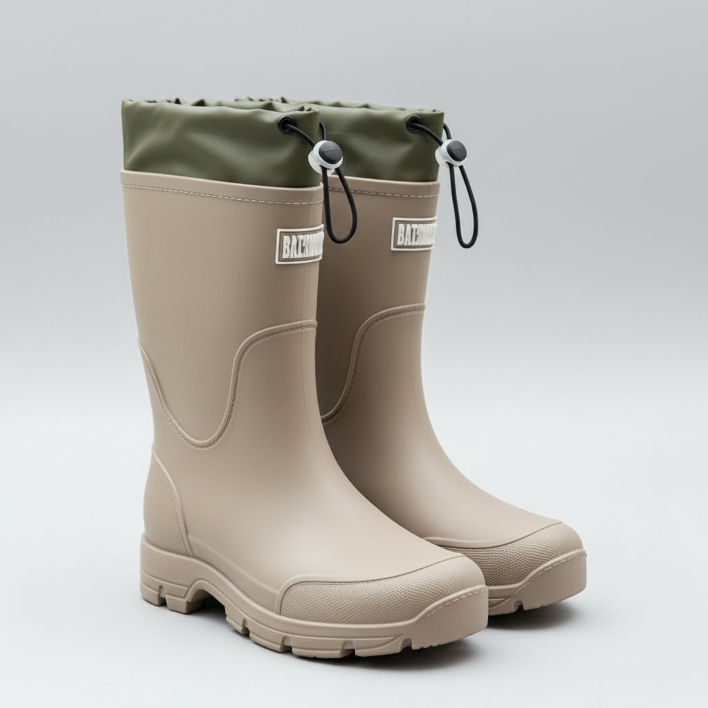 Unisex Waterproof Mid-Calf Rain Boots with Slip-Resistant Sole