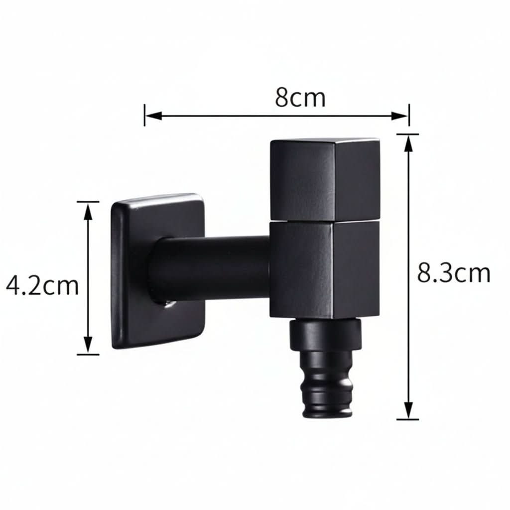 Wall-Mounted Faucet in Matte Black Solid Brass for Kitchen, Bath and Garden